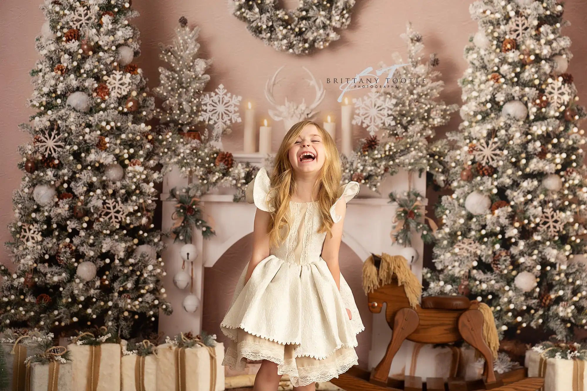 Christmas Theme Winter Boho Bliss Backdrop Kids Baby Cake Smash Photography Props Child Girls Adult Studio Backgrounds