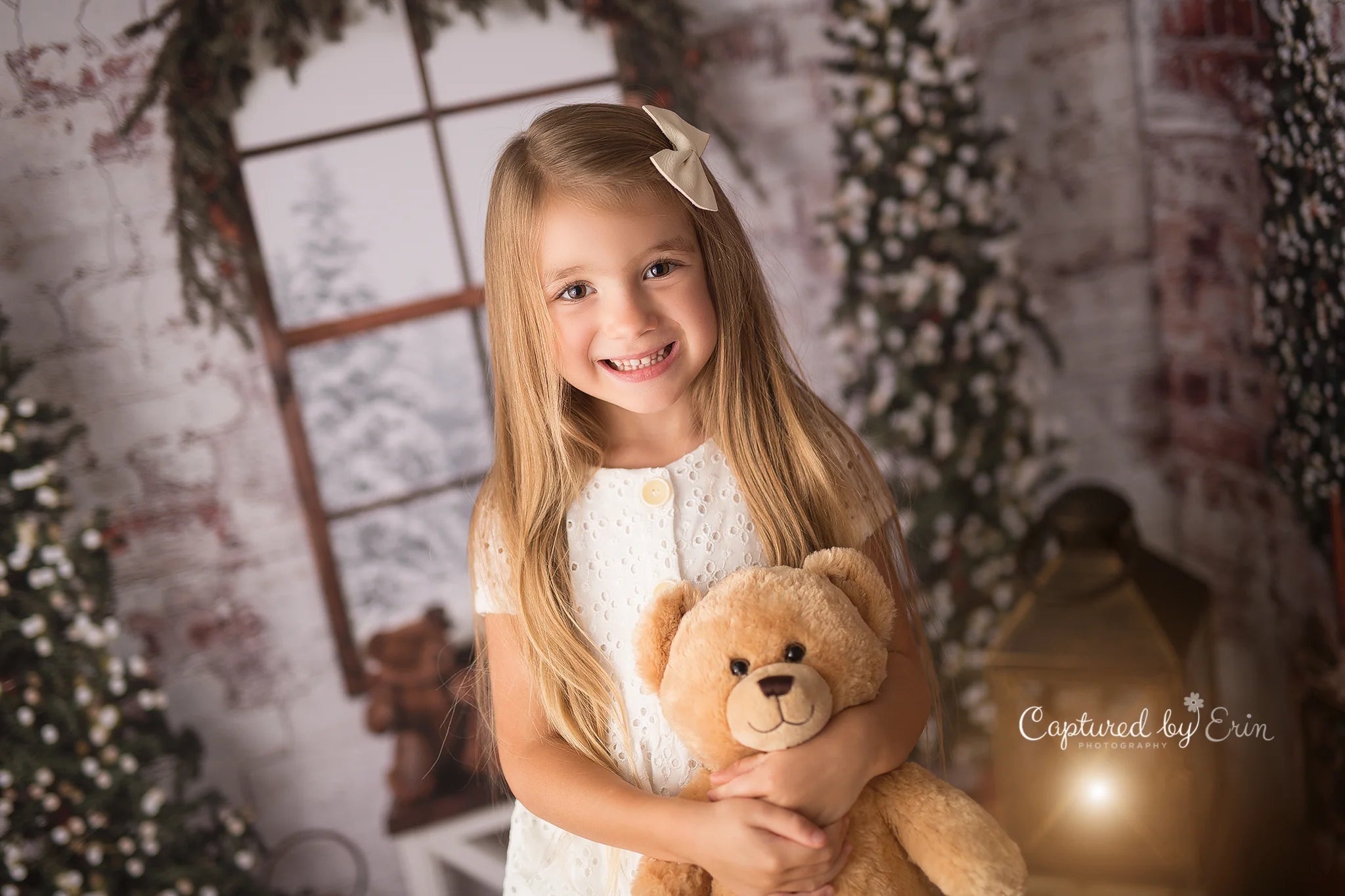 Beary Christmas Backdrop Kids Baby Cake Smash Photography Props Child Adult Birthday Brick Wall Studio Backgrounds