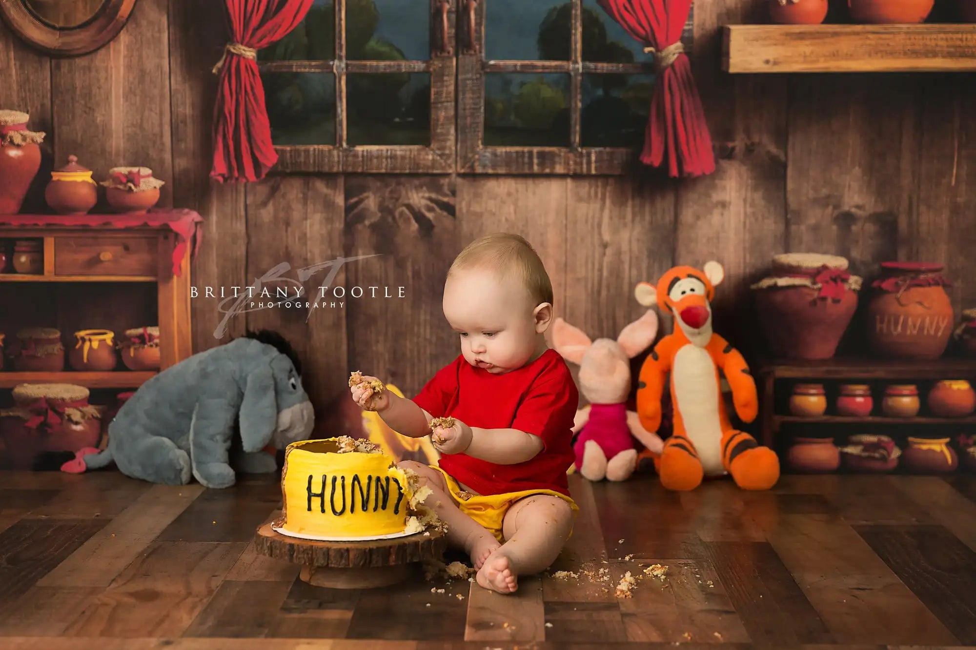 Honeycomb in Wooden House Photo Backdrop Kids Baby Cake Smash Photography Props Child Adult Birthday Photo Shoot Backgrounds