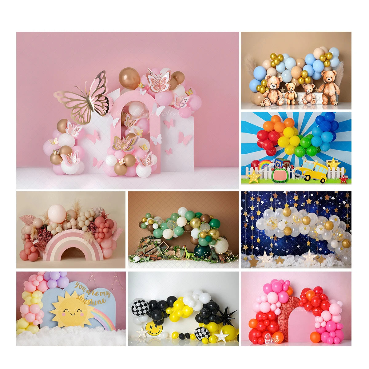 Golden Butterfly Photography Backdrop Sunshine Rainbow Kids Baby Cake Smash Photocall Decors Child Adult Studio Backgrounds