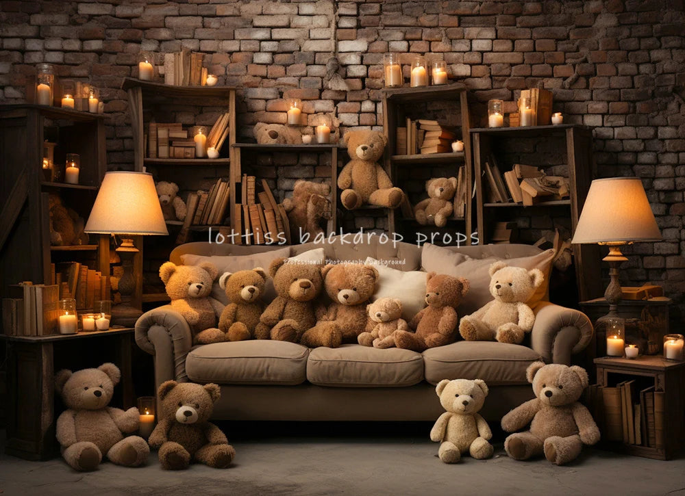 Sweet Bear Backdrops Child Baby Photography Props Kids Cake Smash Birthday Photocall Backgrounds