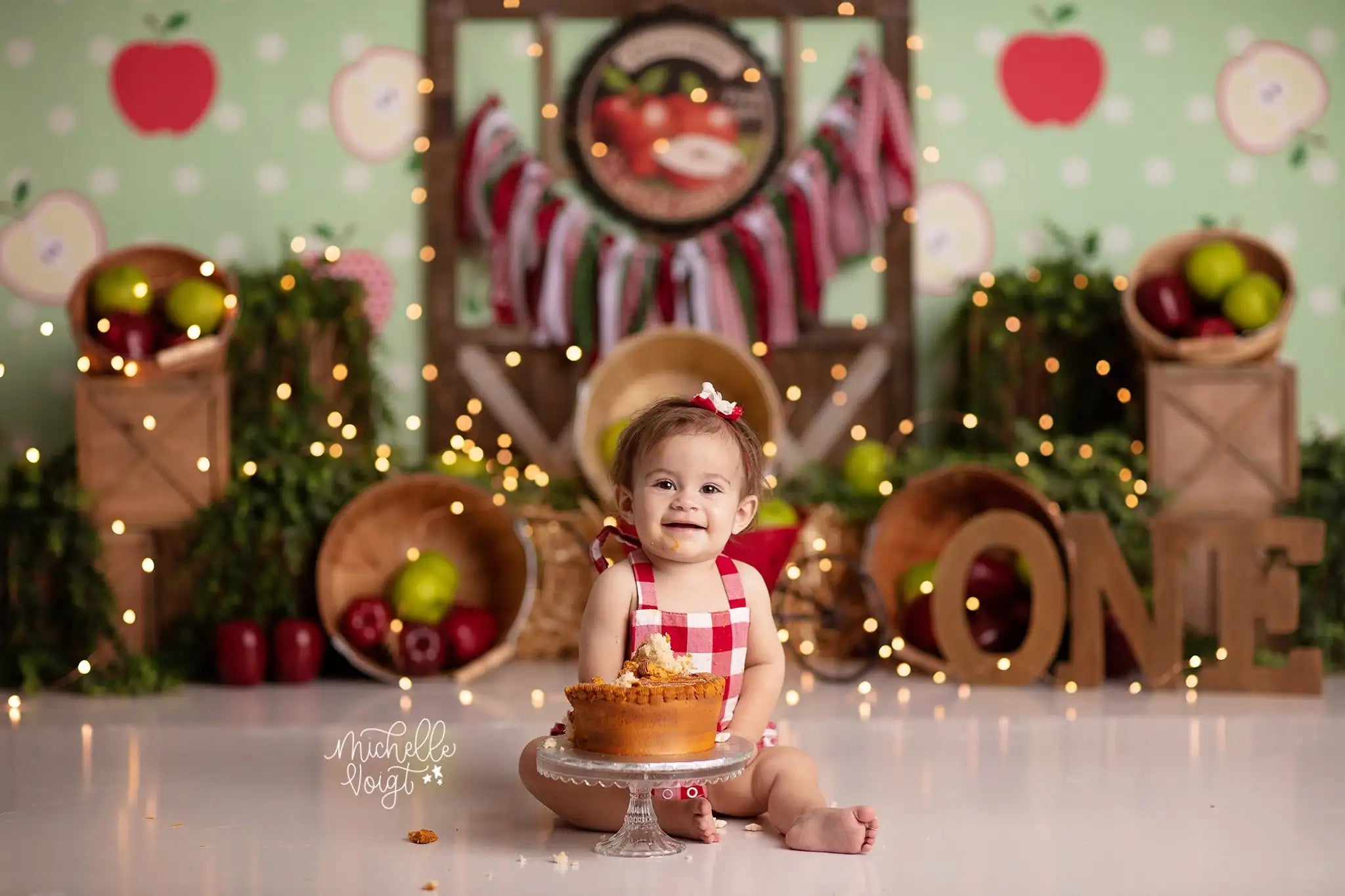 Apple Market Backdrop Kids Baby Cake Smash Photography Props Child Girls Adult Birthday Photo Shoot Studio Backgrounds