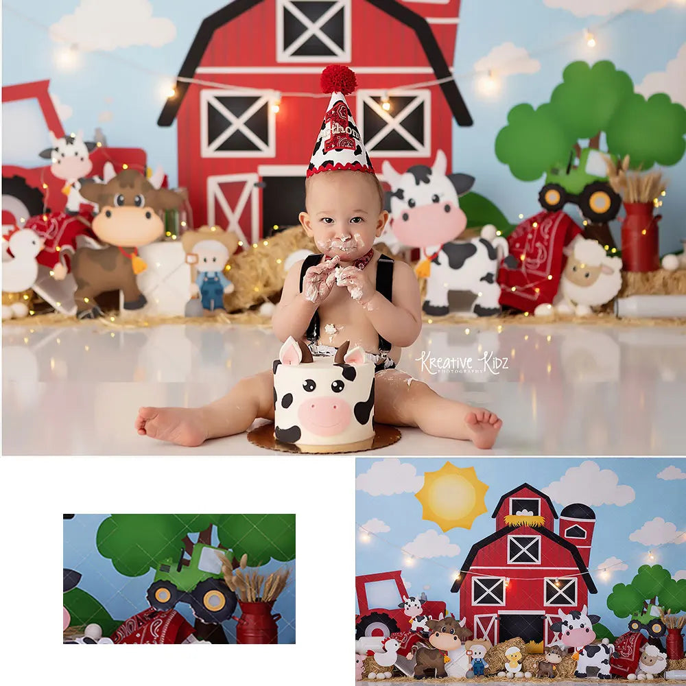 Farm Red Barn Photo Backdrop Little Animals Kids Baby Photography Props Child Birthday Party Photocall Studio Backgrounds