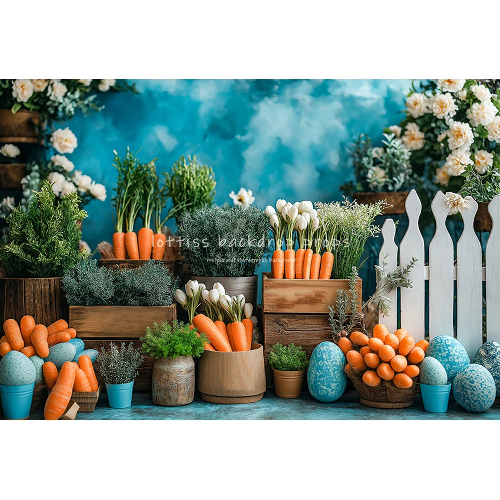 Easter Carrots Backdrops Kids Baby Cake Smash Photography Baby Child Adult Photocall Bunnies Cottage Spring Garden Backgrounds