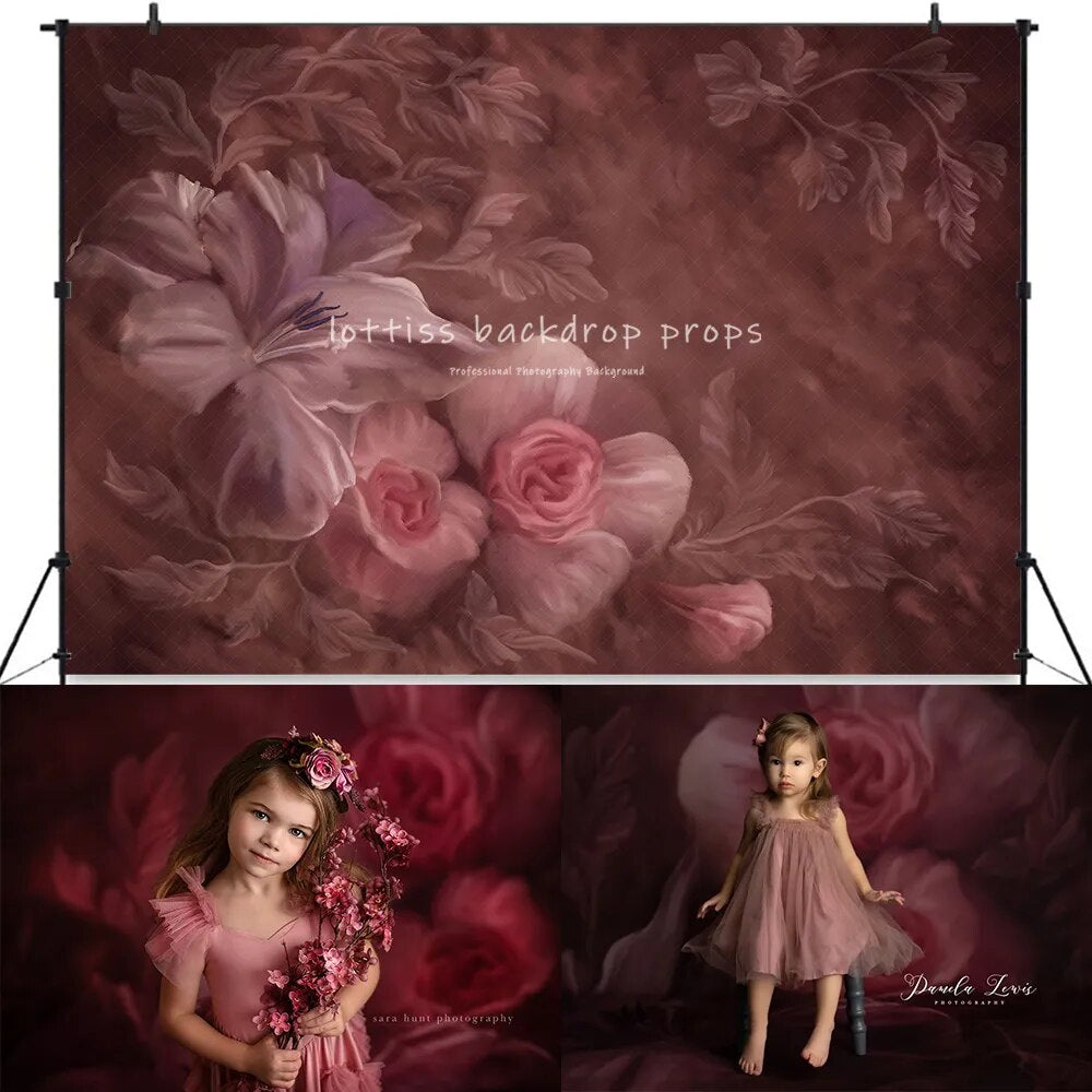 Rose fleur toile de fond Gril photographie femme enceinte Photocall enfants bébé anniversaire Photostudio accessoires rouge fond Floral 