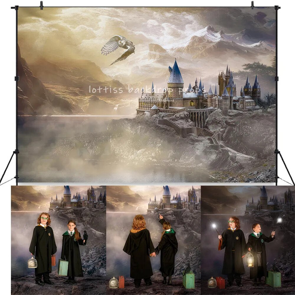 Wizards Theme Backdrops Kids Cake Smash Photography Baby Birthday Party Props Witch Wizard School Library Background Photostudio