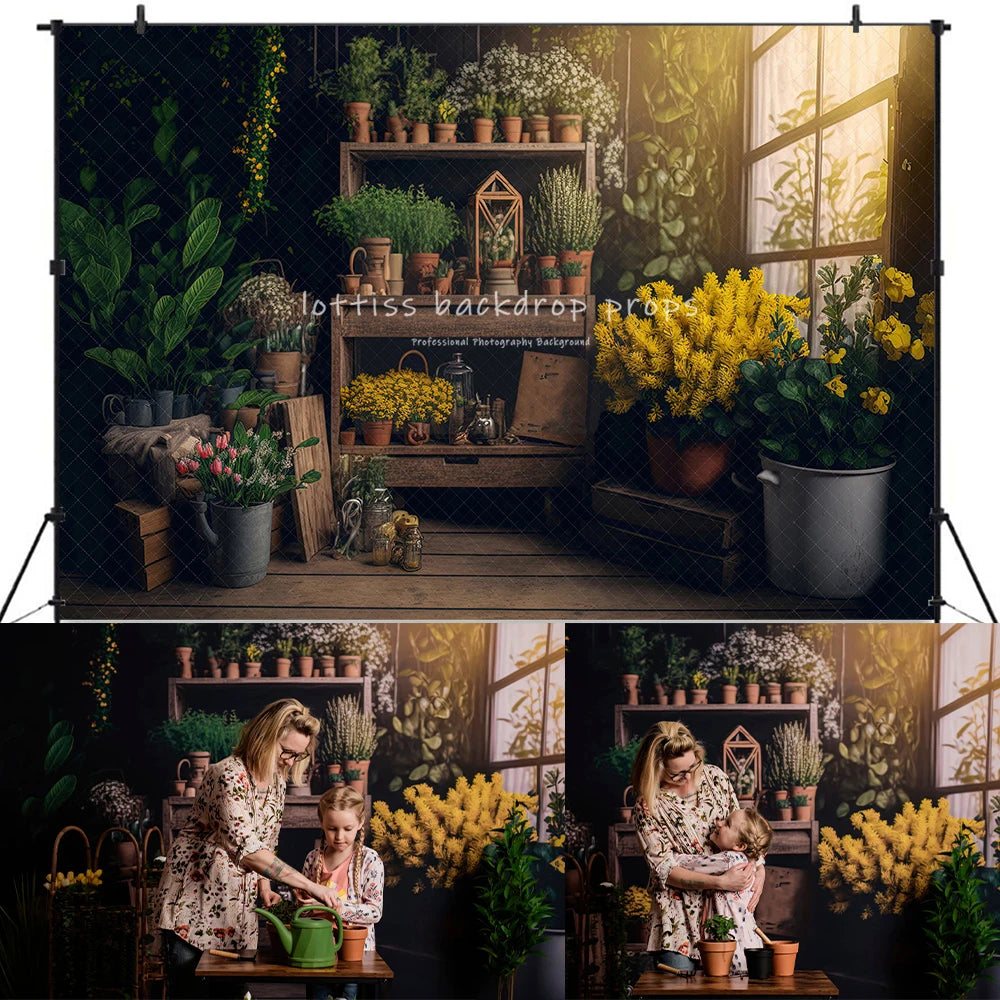 Green Room Nook Spring Backdrops Kids Girl Photography Child Adult Photocall Child Adult Photocall Flower Bloom Backgrounds