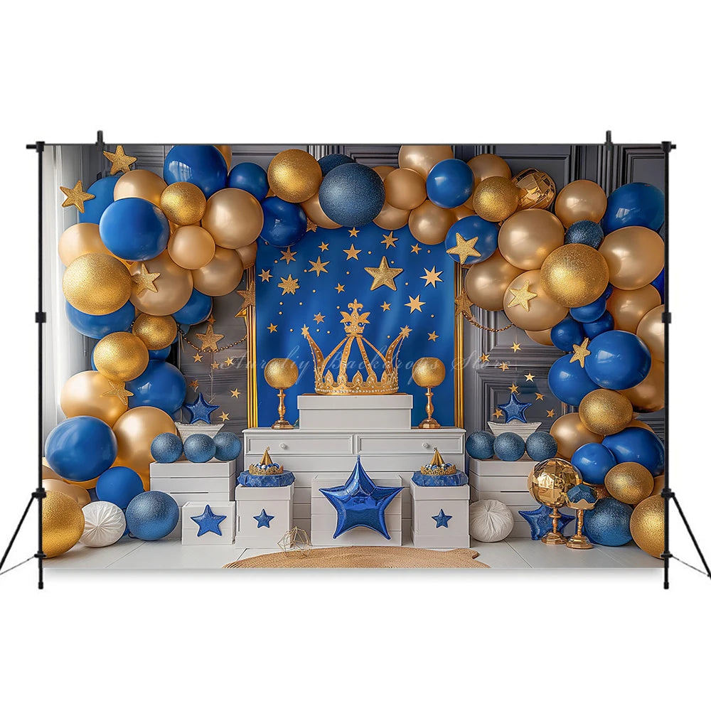 Royal Blue and Balloon Garland Photography Backdrop Kids Baby Cake Smash Photocall Decors Pink Balloon Arch Child Backgrounds