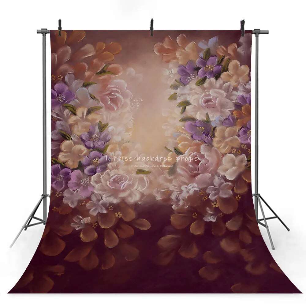 Art Flower Wallpaper Photography Background Hand Painted Style Newborn Baby Shower Portrait Backdrop Props Photo Studio