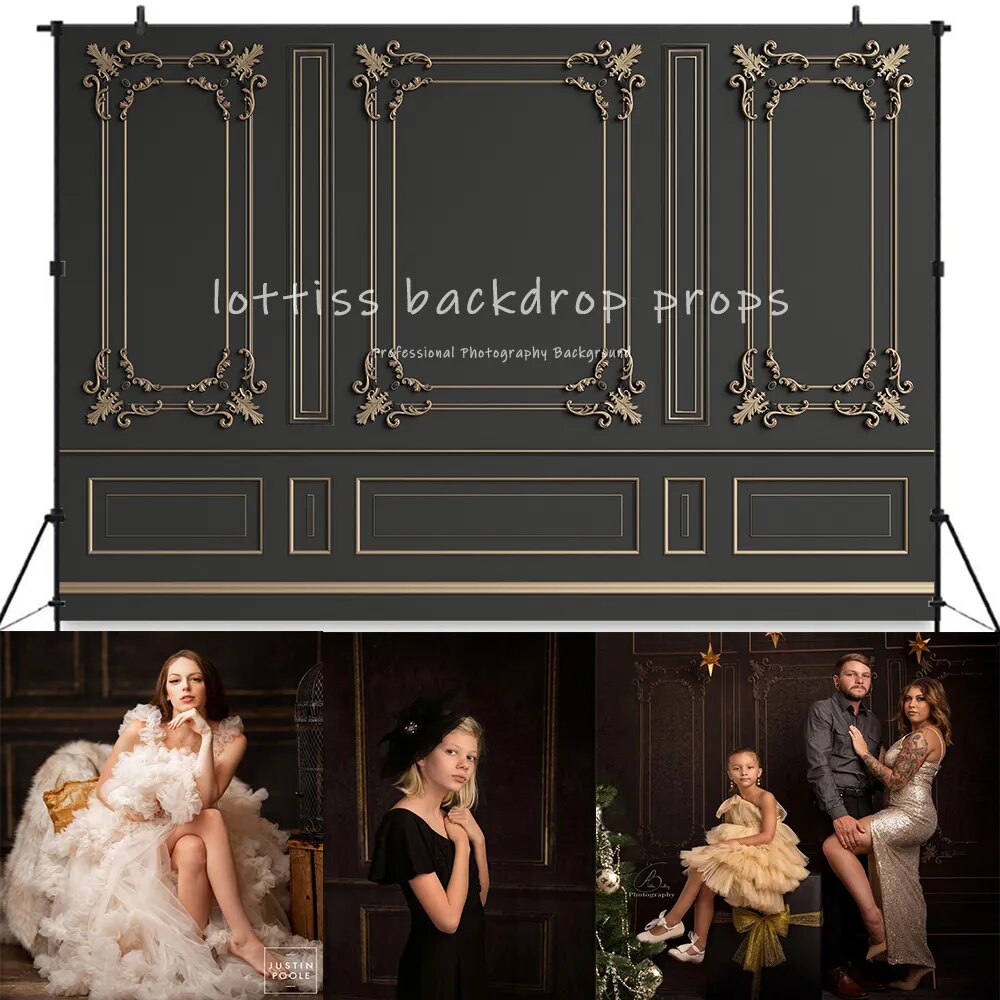 Chic European Wall Backdrop Wedding Vintage Interiors Decor Baby Adult Portrait Wedding Photocall Backdrop Photo Studio