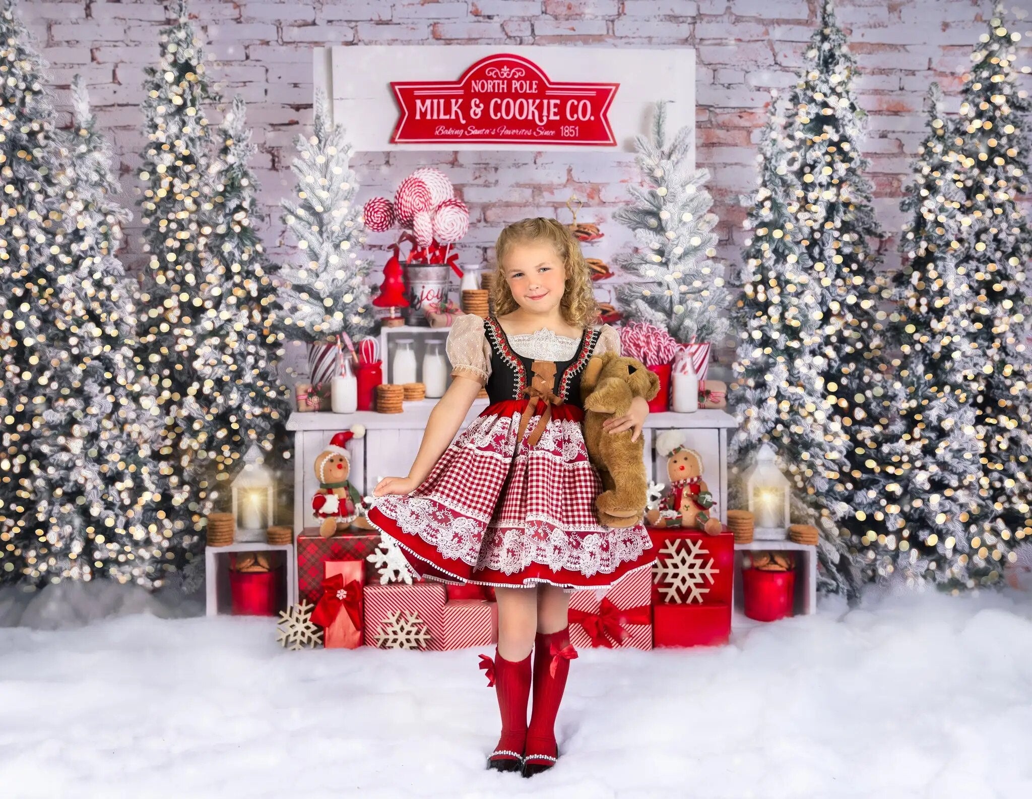 Milk Cookie Co Backdrops Xmas Child Baby Photography Props Adult Girl Photocall Decors Kids Christmas Snowy Forest Background