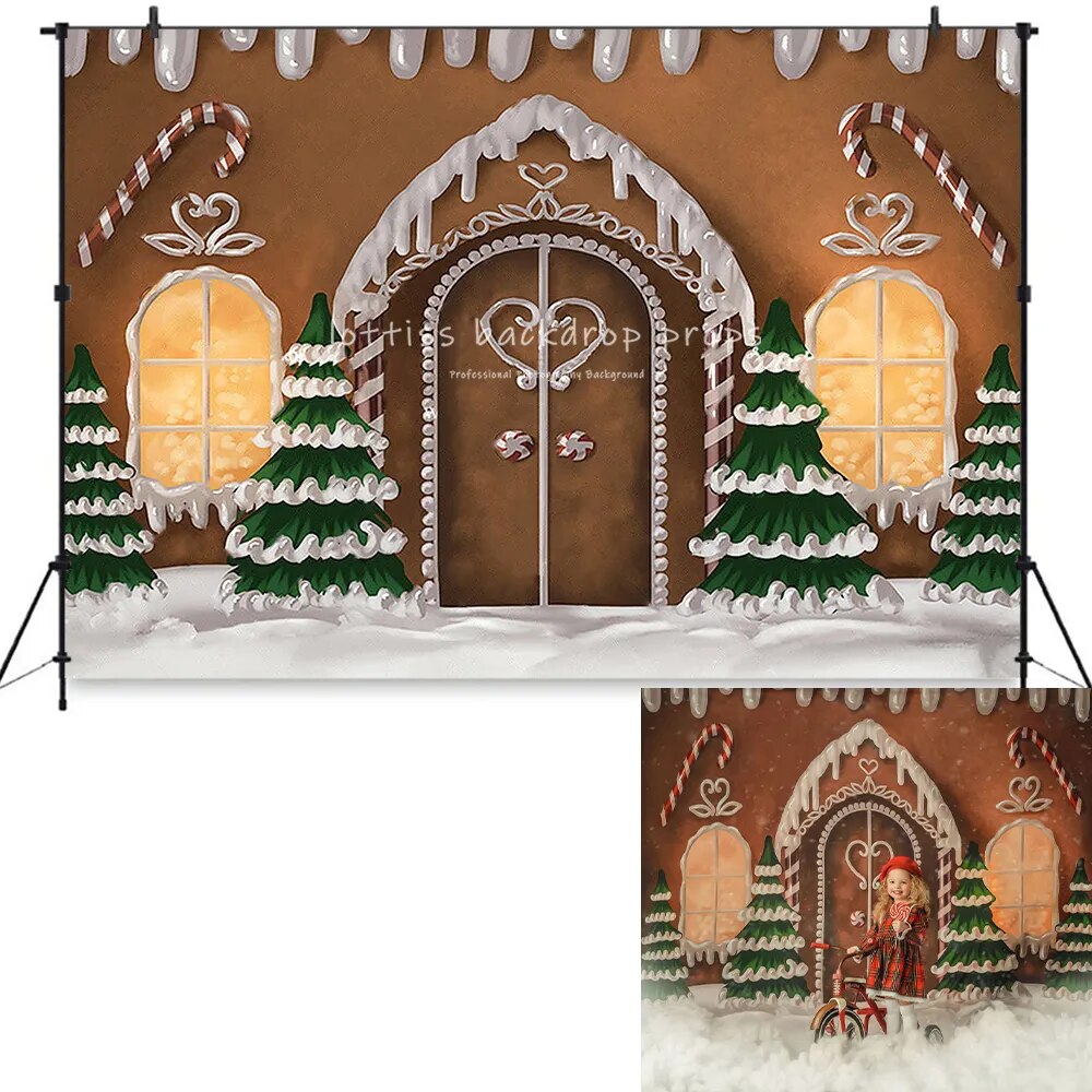 Winter Holiday Farm Backdrops Kids Adult Photography Props Child Baby Photocall Xmas Snowy House Front Background