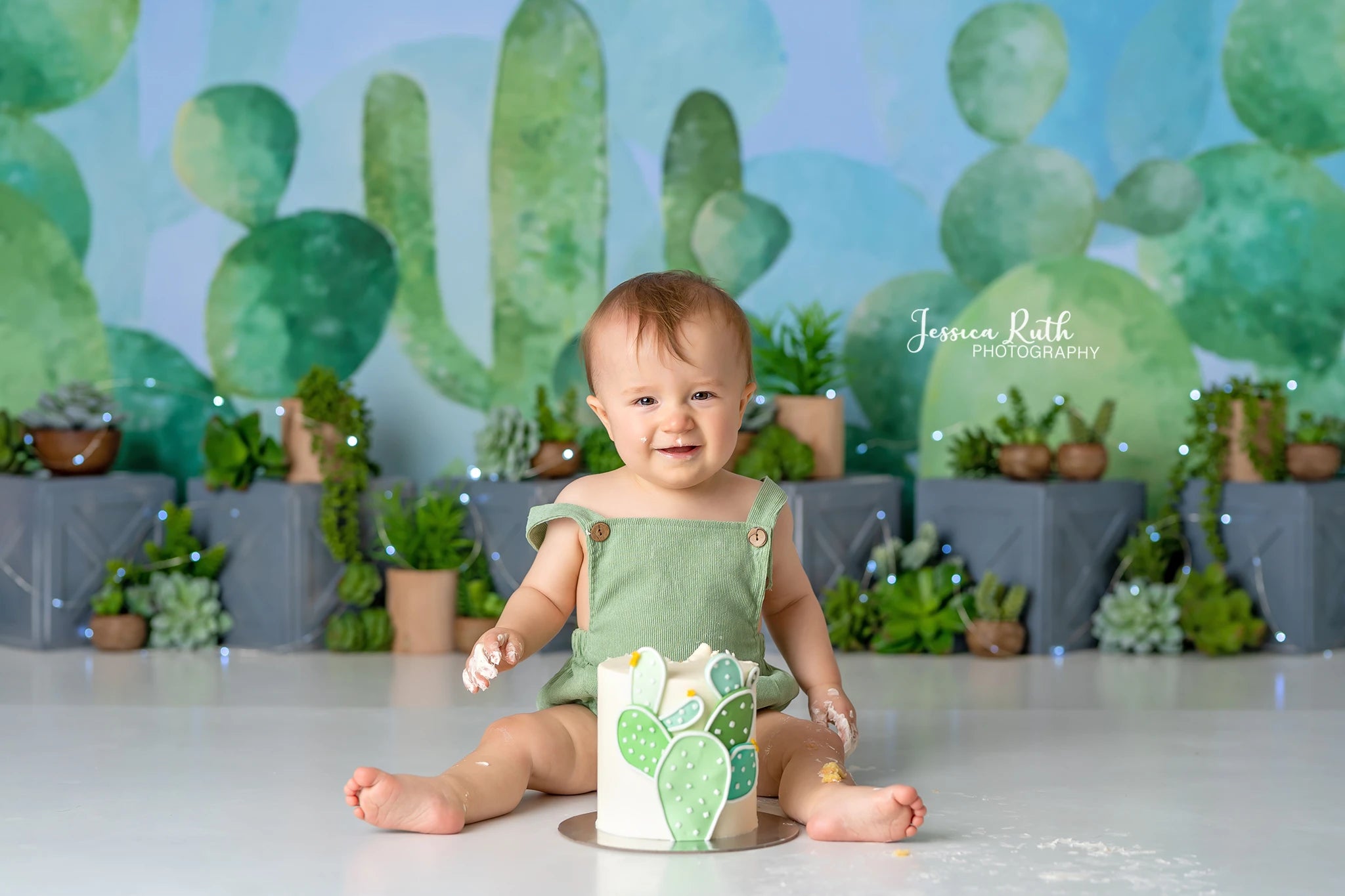 Succulent Garden Photography Backdrop Kids Baby Cake Smash Photocall Decors Green Cactus Child Girls Adult Studio Backgrounds