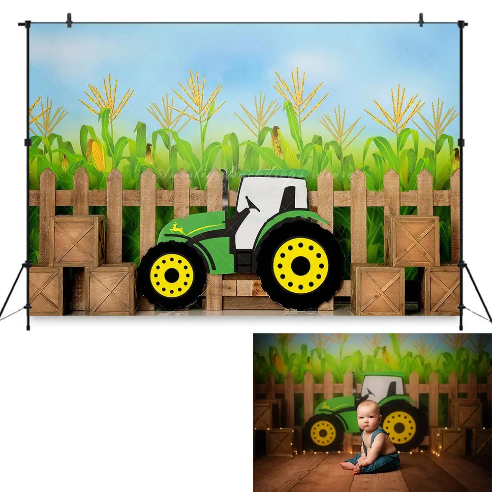 Farm Fresh Photo Backdrop Harvesters Boys Adult Birthday Studio Backgrounds Kids Baby Cake Smash Photography Props