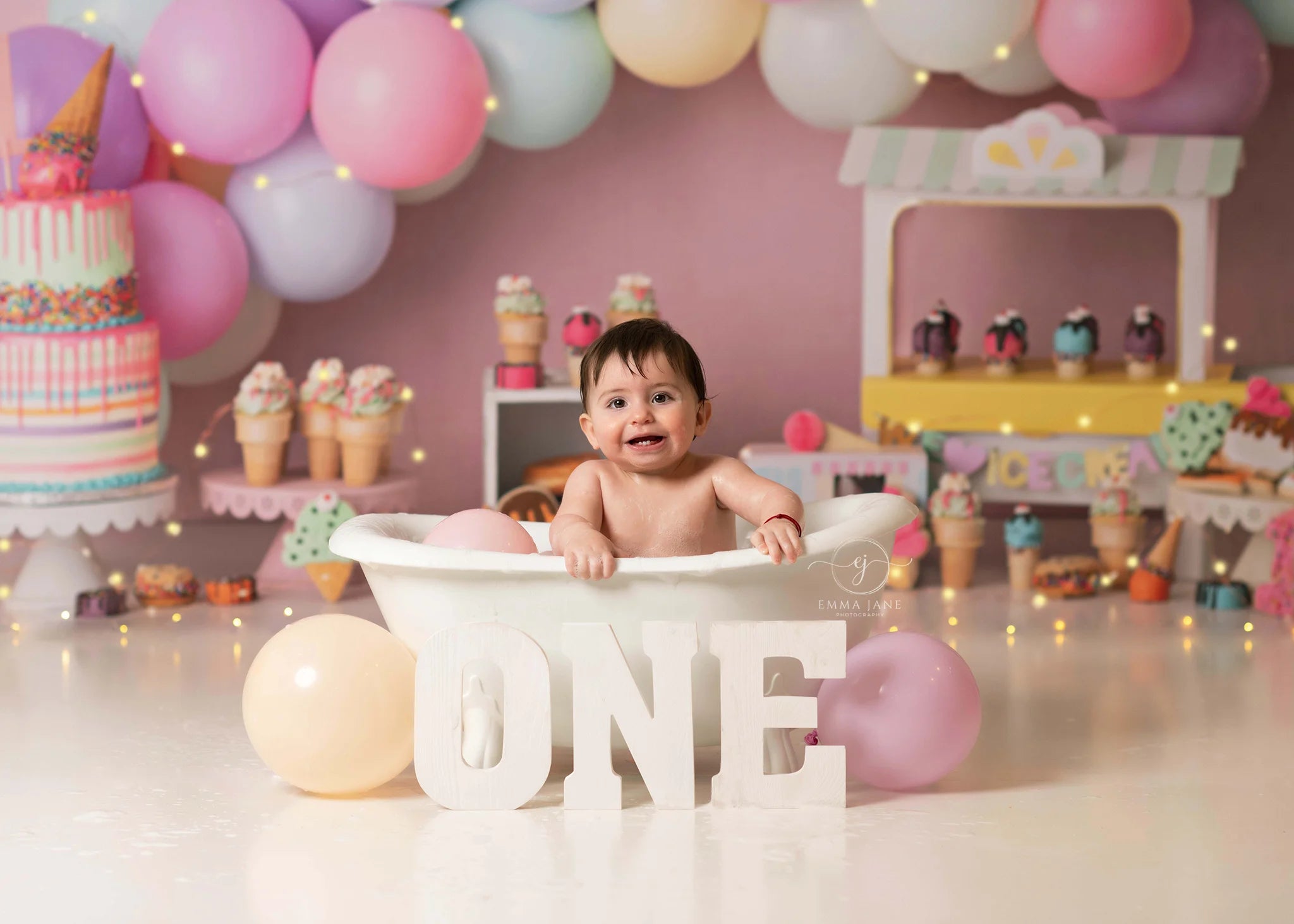 Dessert Donut Cake Smash Backdrop Balloons Baby 1st Birthday Decor Child Girls Photocall Photography Prop Studio Background