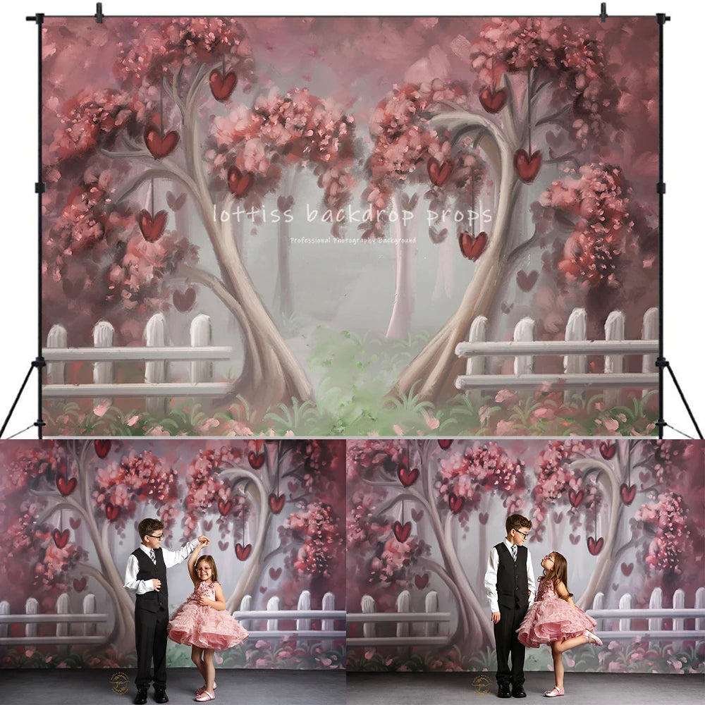 Kissing Corner Valentine Day Backdrops Kids Adult Photography Child Baby Birthday Cake Smash Decors Dating Forest Background