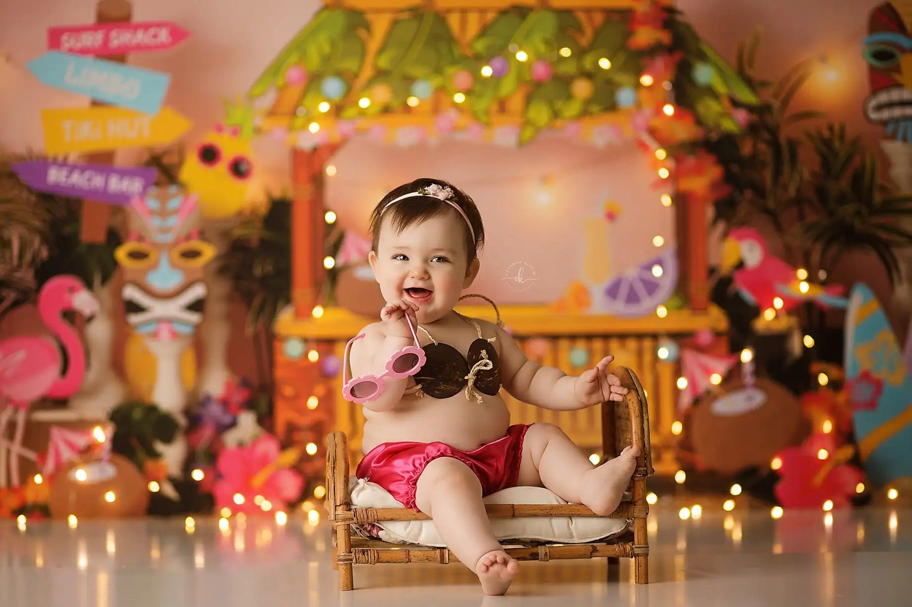 Seaside House and Plam Trees Backdrop Kids Baby Cake Smash Photography Props Child Adult Birthday Studio Backgrounds