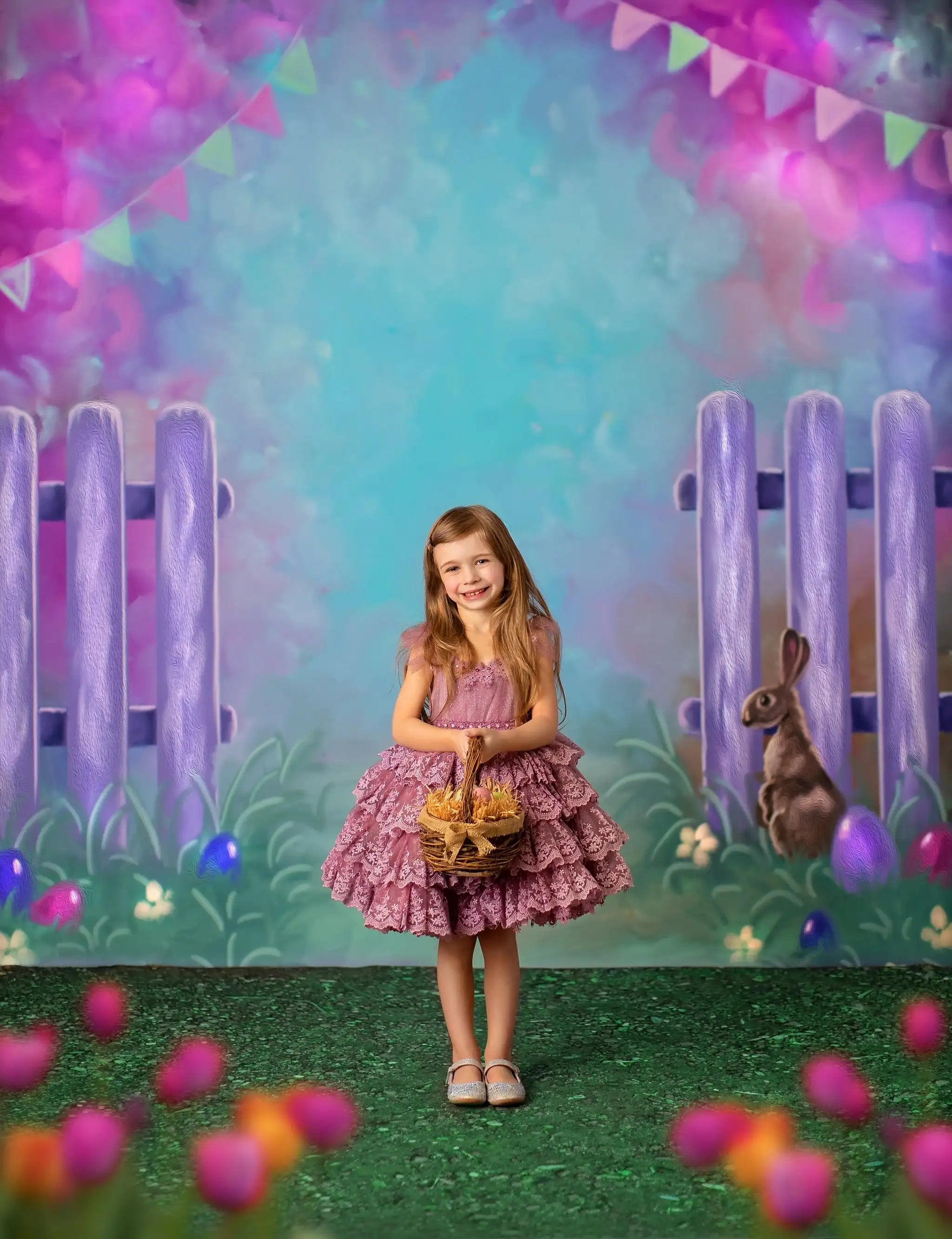 Garden Entrance Bunny Backdrops Kids Baby Photography Child Adult Photocall Spring Easter Backgrounds