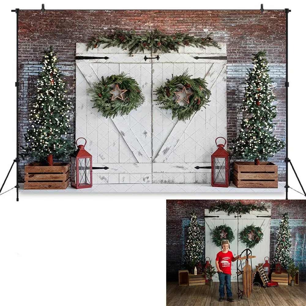 Christmas Classic Wall Backdrop Kids Baby Cake Smash Photography Props Child Adult Birthday Fireplace Studio Backgrounds