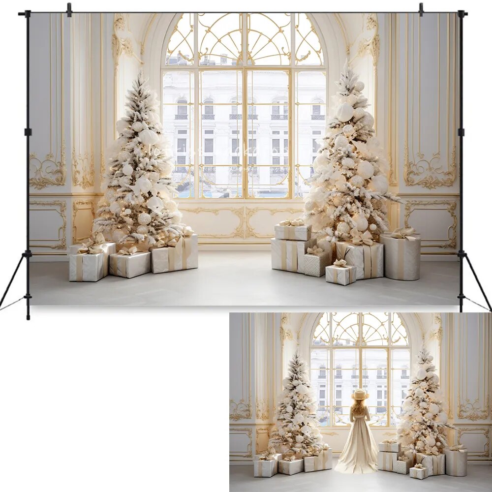 Winter Living Room Backdrops Christmas Kids Adult Photography Props Child Baby Wedding House Castle Background