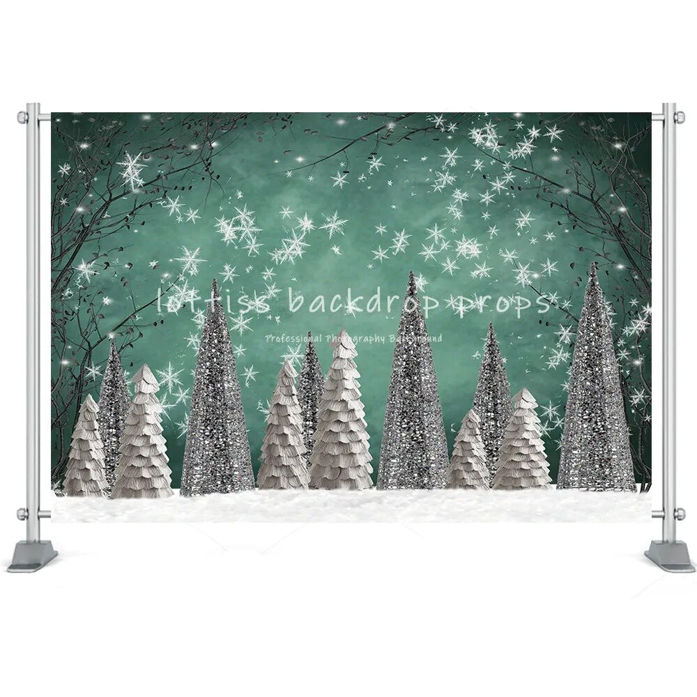 Winter Snowflake Forest Backdrop Wonderland Kids Cake Smash Props Newboran Baby Photocall Birthday Portrait Photo Background