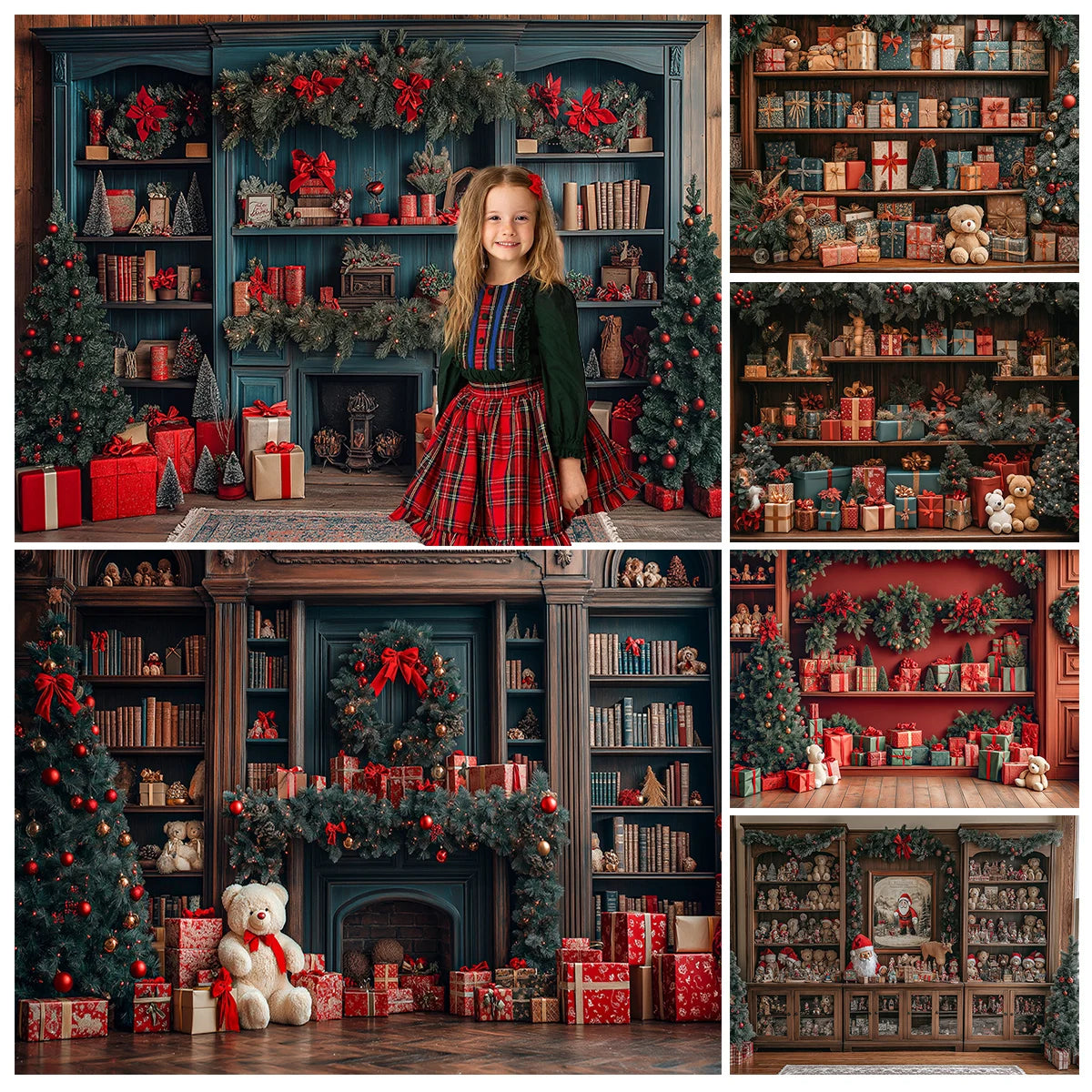 Christmas Cabinet Backdrops Kids Adult Photography Child Baby Photocall Decors WInter Photocall Xmas Backgrounds