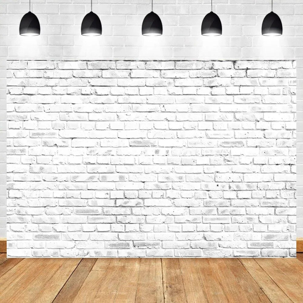 White Brick Wall Backdrops Old Bricked Brick-wall Wallpaper Kids Pregant Portrait Adult Birthday Decor Photography Background