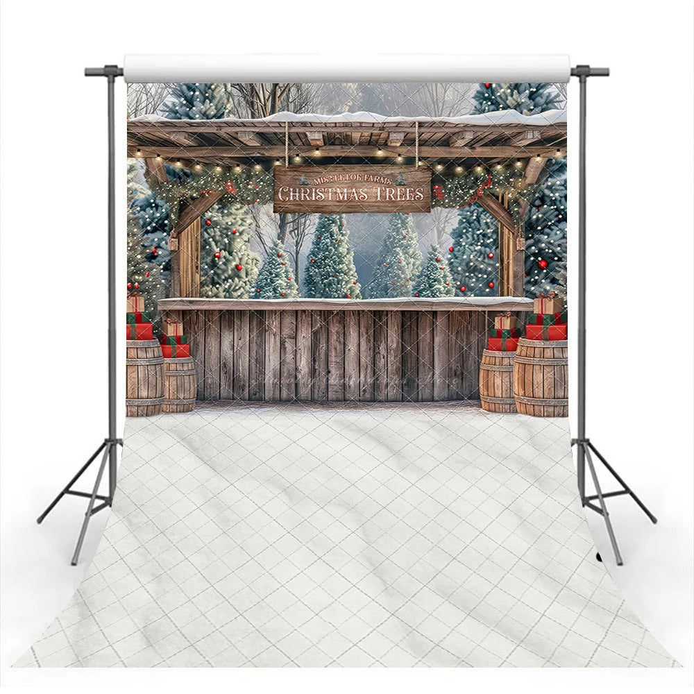 Mistletoe Farms Christmas Tree Stand Photography Backdrop Kids Baby Cake Smash Photocall Decors Child Adult Studio Backgrounds