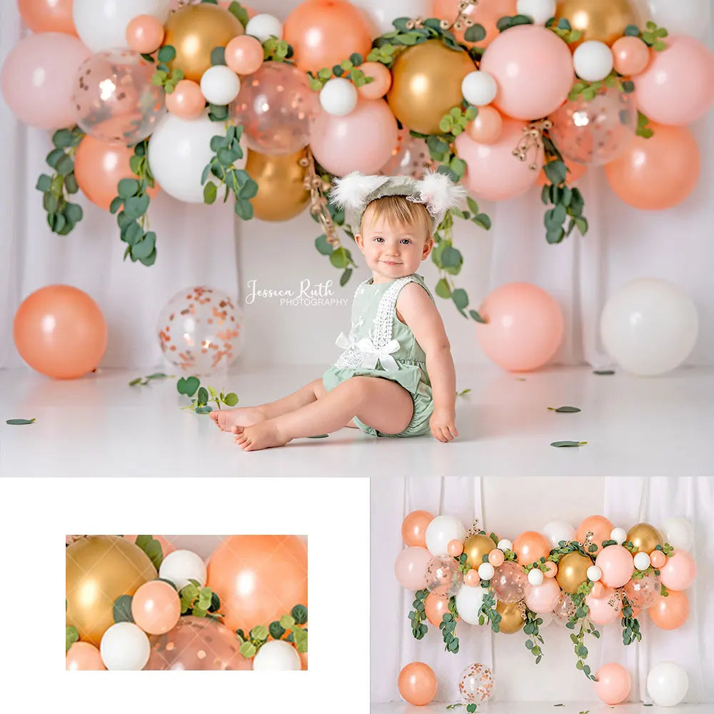 Spring Leaves Balloons Backdrop Kids Cake Smash Photography Props Child Baby Girls Adult Birthday Photocall Studio Backgrounds