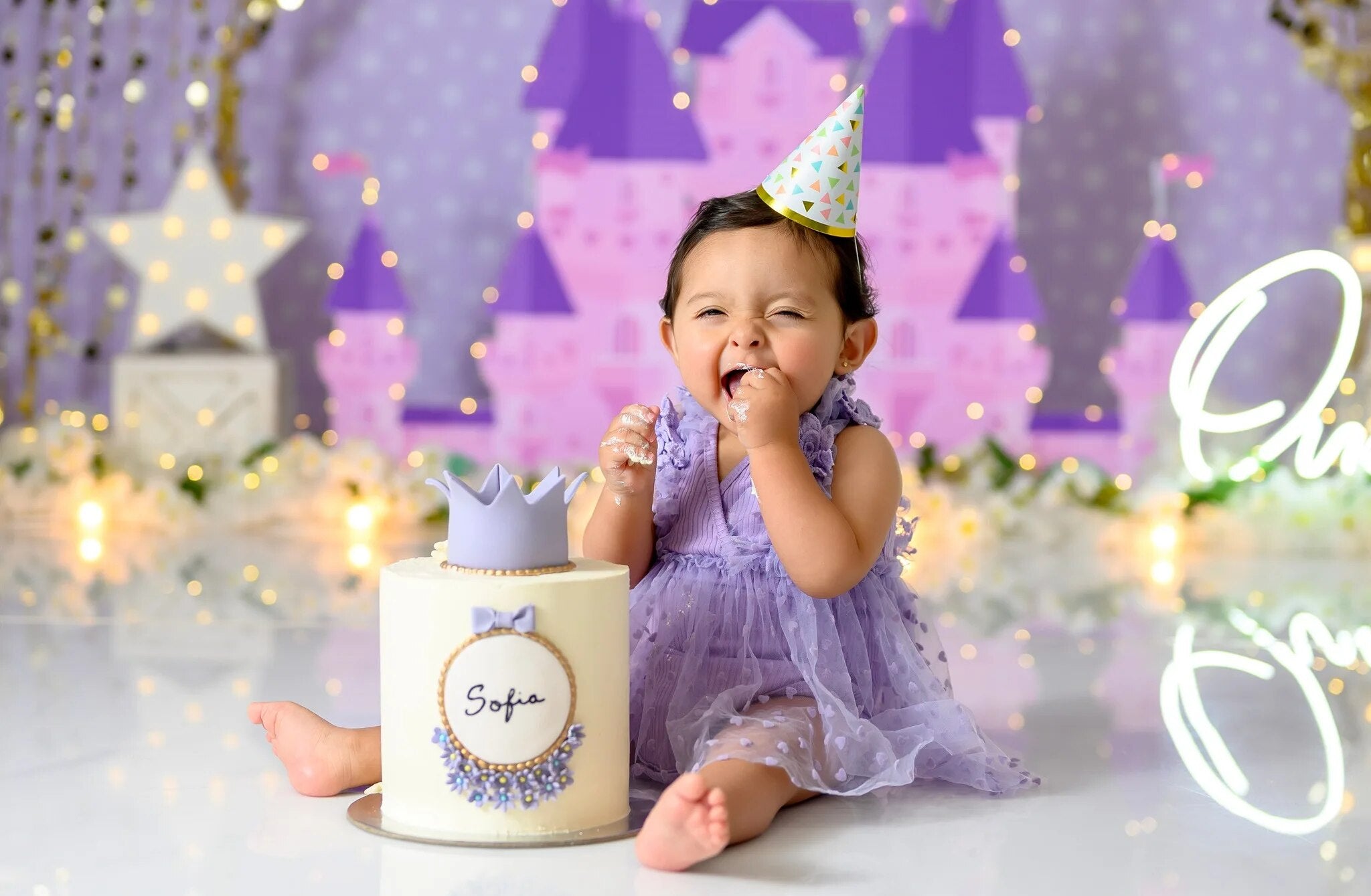 Princess Castle Backdrops Kids Baby Cake Smash Birthday Photography Props Newborn Photocall Dceors Jungle Animals Background