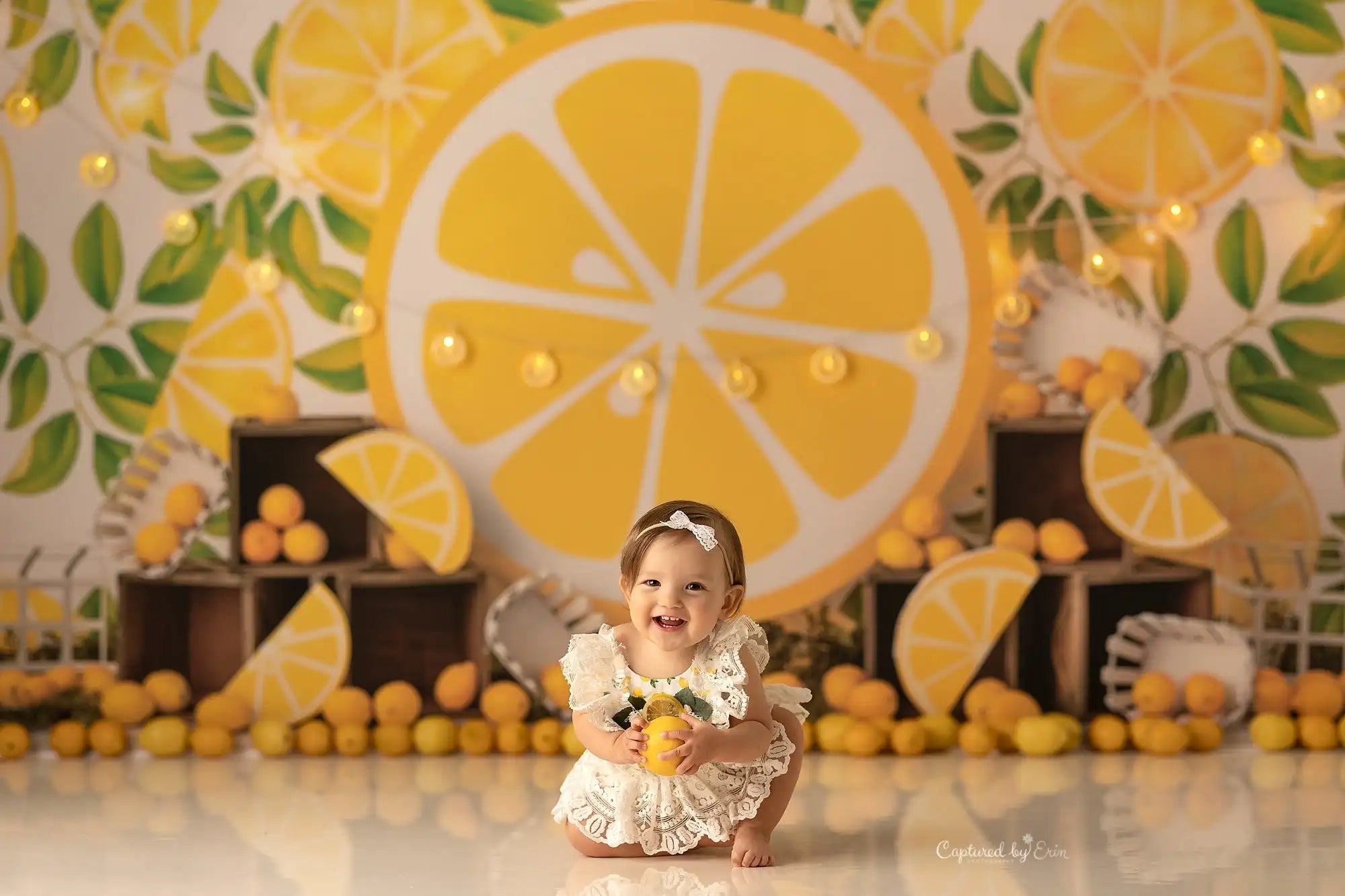 Lemon Squeezy Backdrop Kids Baby Cake Smash Photography Props Child Girls Adult 1st Birthday Photo Studio Backgrounds