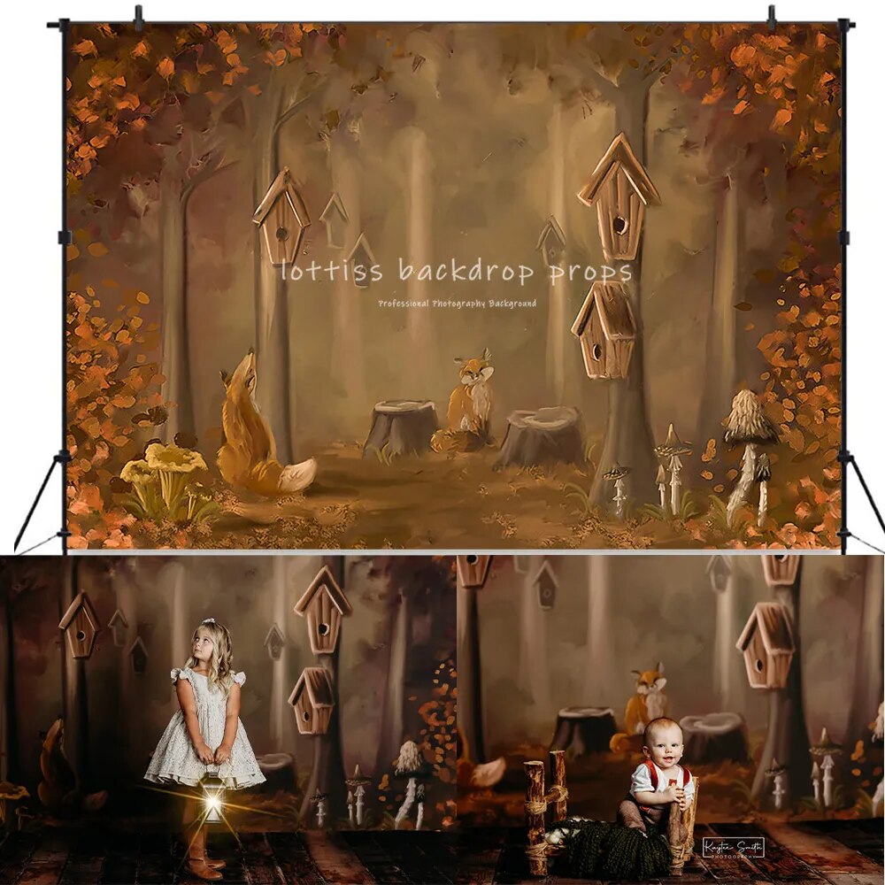 Autumn Farm Backdrops Kids Baby Photography Child Adult Photocall Festival Fall Forest Castle Halloween Pumpkin Background