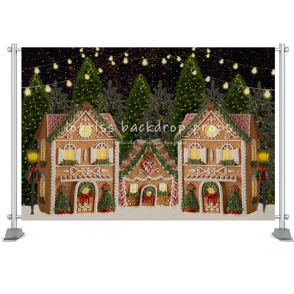 Noël hiver rue maison photographie toile de fond jouet arbre chariot couronne enfants anniversaire Portrait arrière-plan Photo Studio