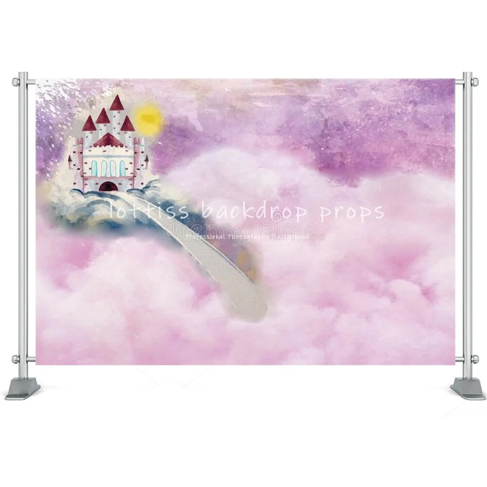 Romantic Castle Background Princess Kids Birthday Party Props Baby Photography Unicorn Carriage Girl Child Cake Smash Backdrop