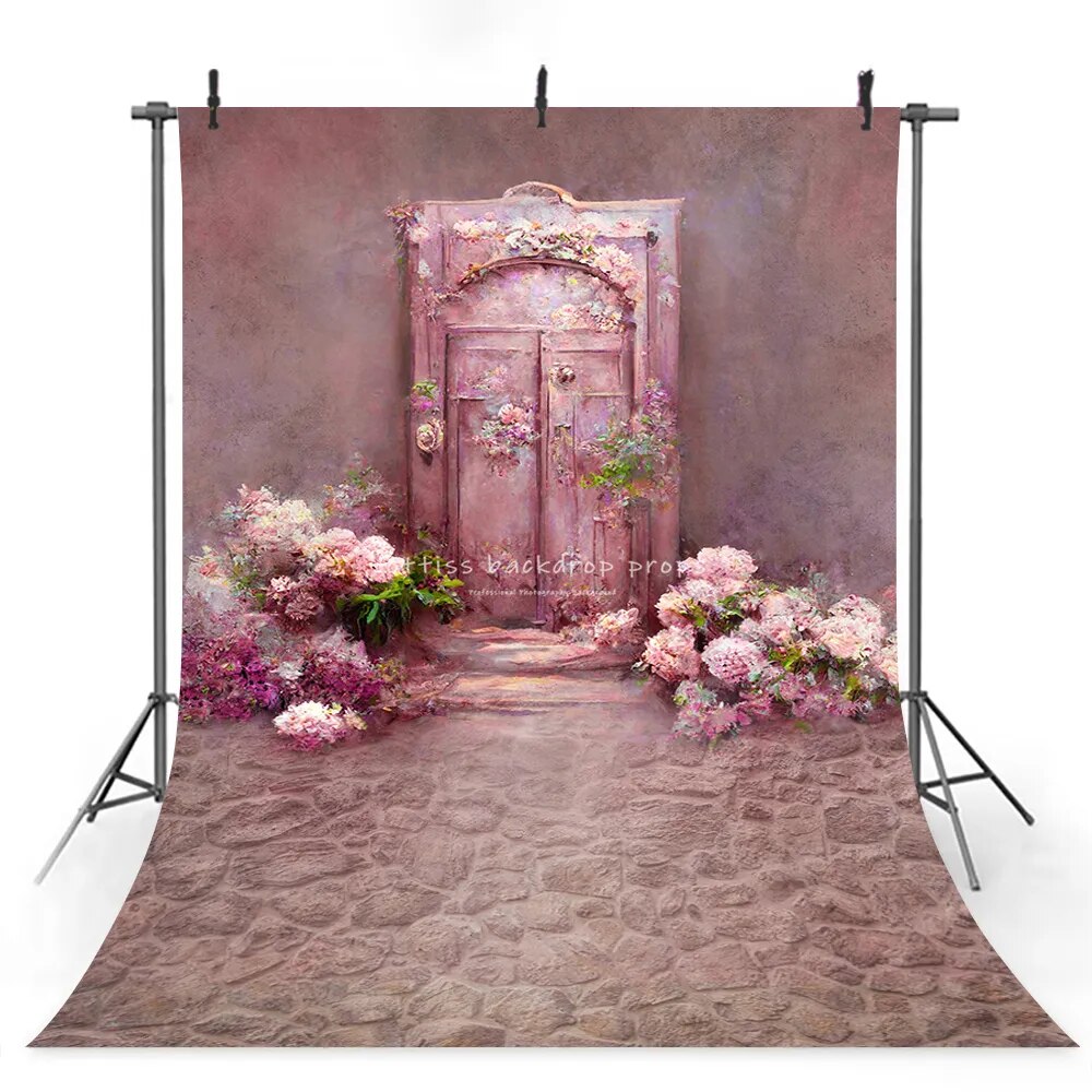 Porte de rêve porte florale décors enfants fille photographie accessoires enfant adulte Photocall anniversaire jardin fleur plantes fond 