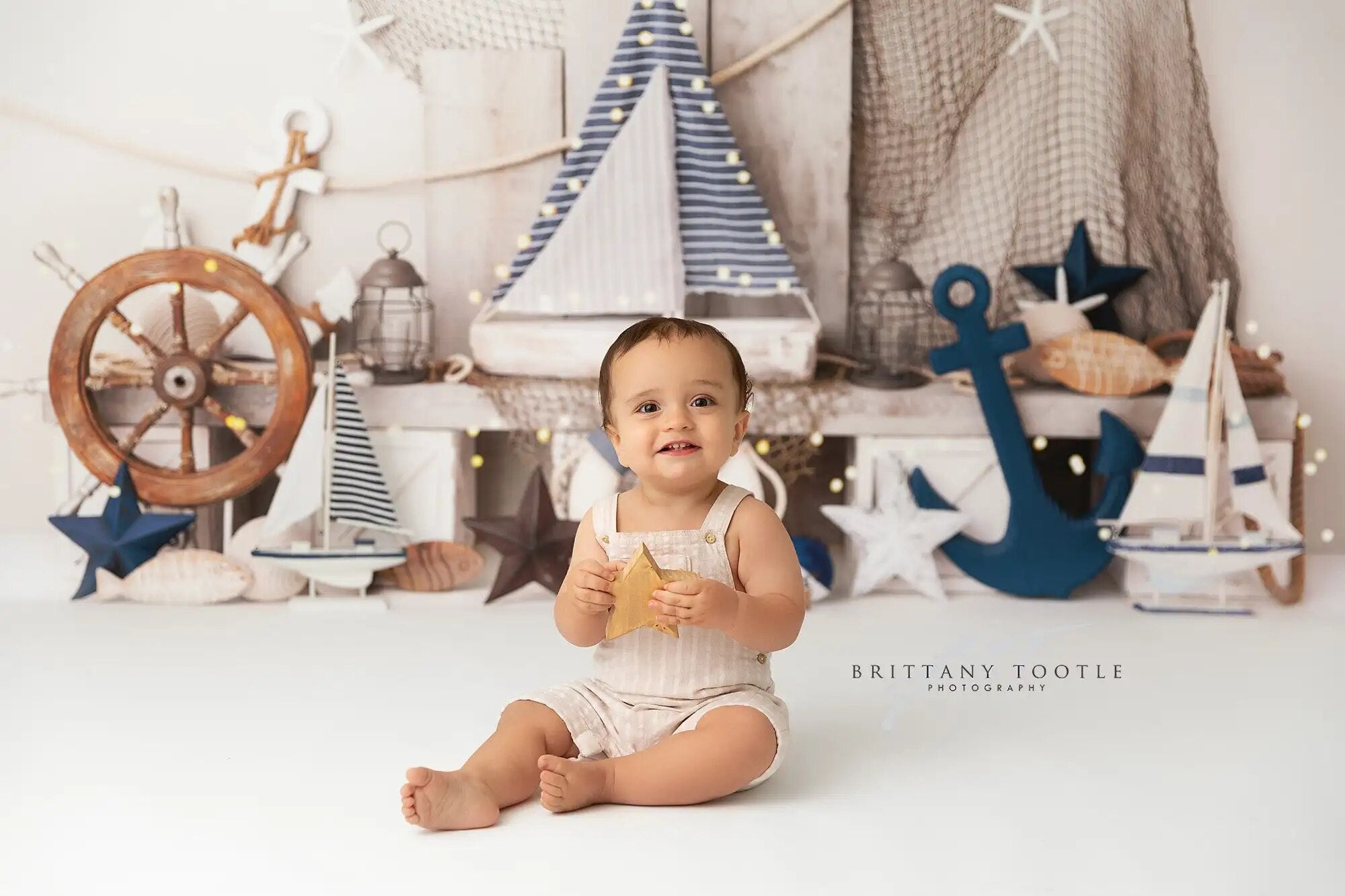 Sailing Out To Sea Backdrops Kids Baby Cake Smash Birthday Photography Props Child Adult Photocall Ship Sailboat Background