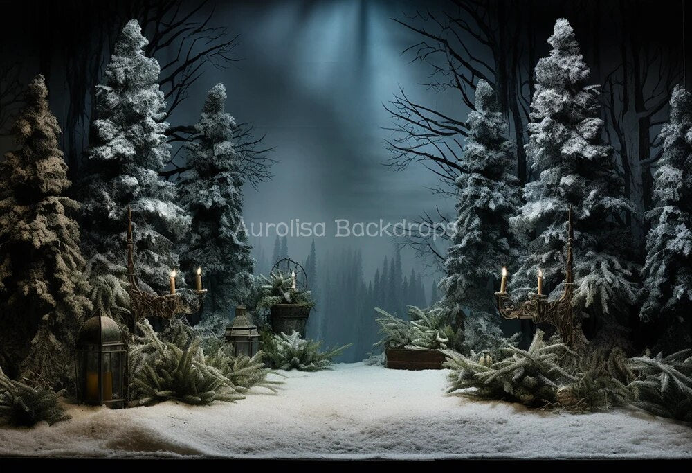 Winter Chrismas Night Backdrop Kids Baby Photography Props Child Adult Photocall Decor Snowflake Big Moon Xmas Forest Background