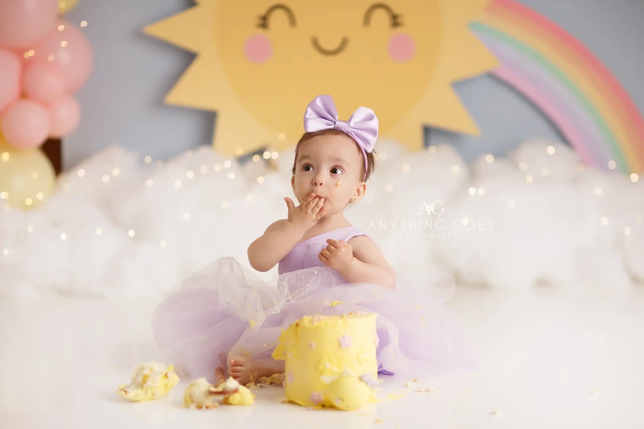 Sunshine Rainbow Backdrop Kids Baby 1st Birthday Photocall Decors Child Girls Adult Cake Smash Photography Backgrounds