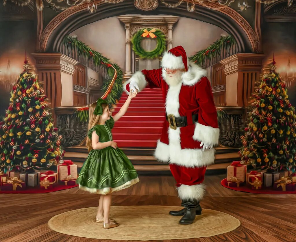 Grand escalier de vacances, toile de fond, accessoires de photographie de noël, accessoires de séance photo pour bébé, enfant et adulte, château d'hiver 