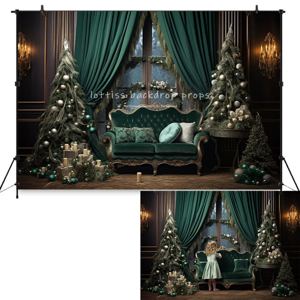 Christmas Streets House Front Backdrops Kids Baby Photography Props Child Adult Photocall Classic Xmas Fireplace Background