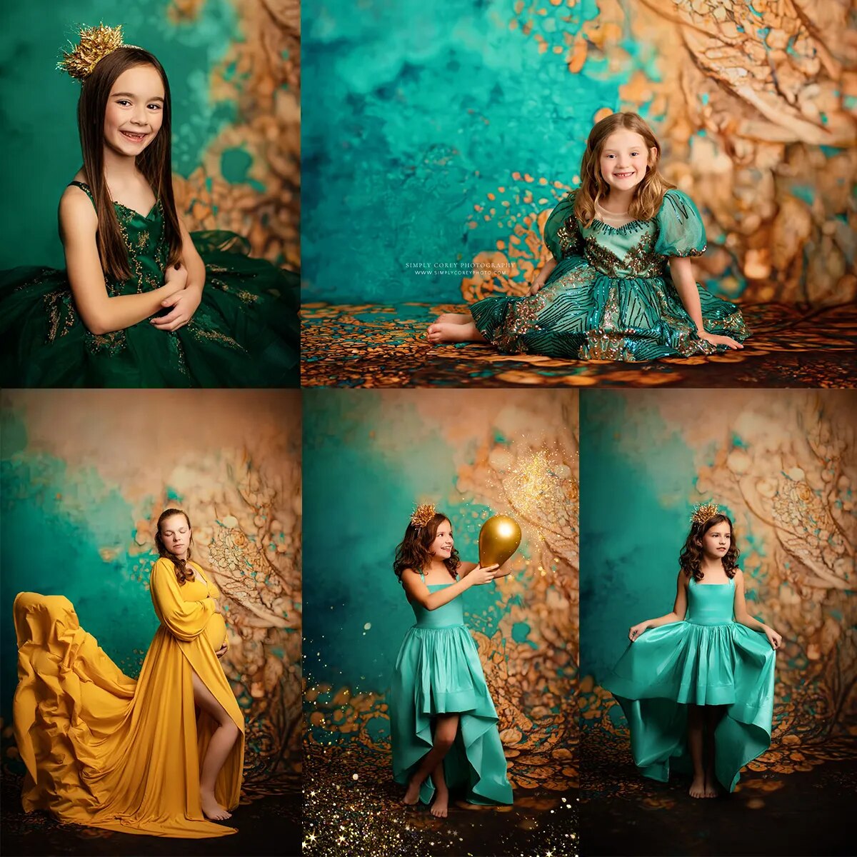 Golden Blue Abstract Texture Backdrops Girl Adult Portrait Photography Fine Art Floral Background Child Pregnant Photostudio