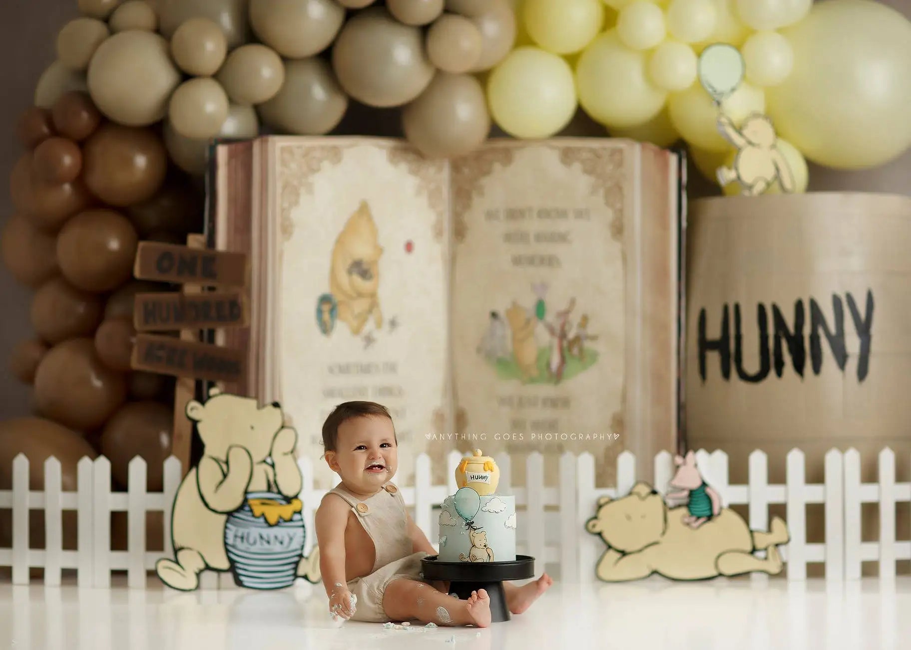 One Hundred Acre Woods Backdrop Kids Baby Birthday Photography Props Pooh Bear Foerst Child Cake Smash Dceor Studio Backgrounds