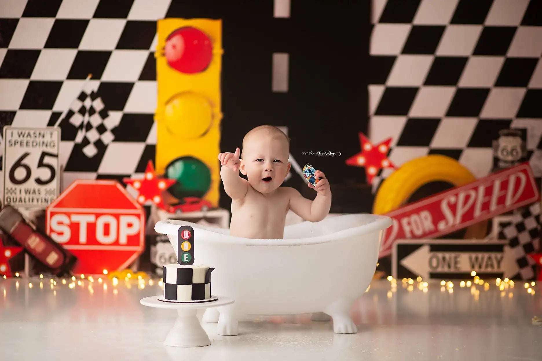 Car Racing Photography Backdrop Need for Speed Kids Cake Smash Photocall Background Child 1st Birthday Party Decor Props