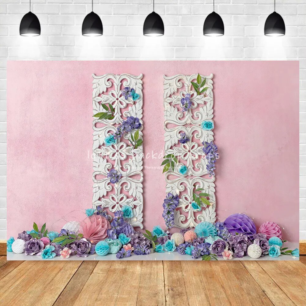 Spring Garden Pink Wall Backdrops Kids Baby Cake Smash Birthday Photocall Props Girl Children Girl Floral Decor Background