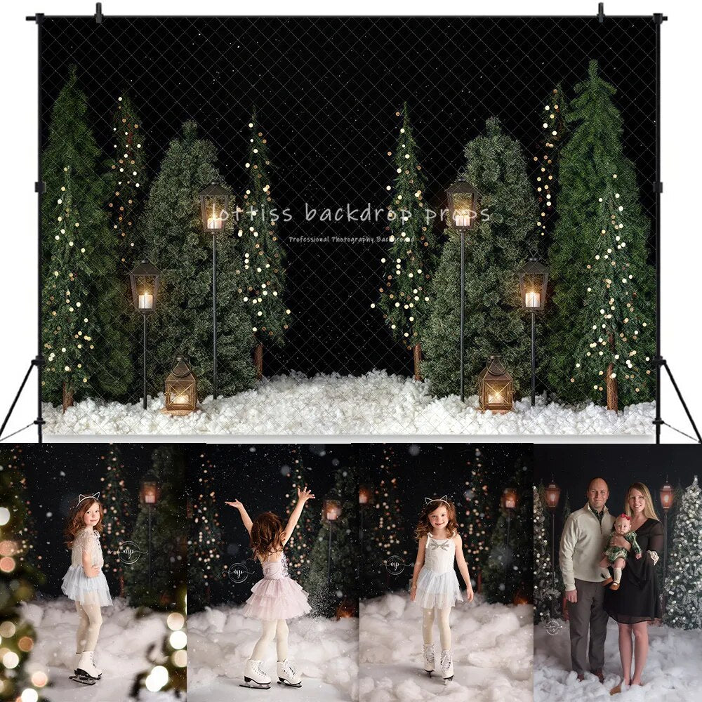 Christmas Twinkle Forest Backdrops Kids Adult Phtography Child Baby Xmas Festival Photocall Props Snowy Trees Floors Background