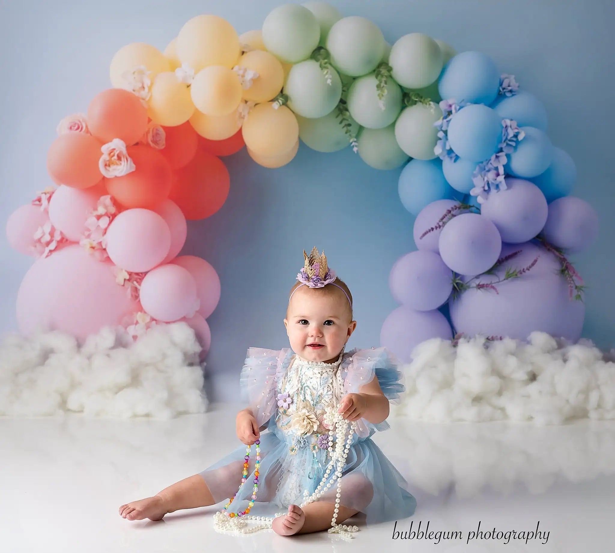 Pretty Balloons Wall Backdrop Kids Baby Cake Smash Photography Props Rainbow Floral Child Girls Adult Photoshoot Backgrounds