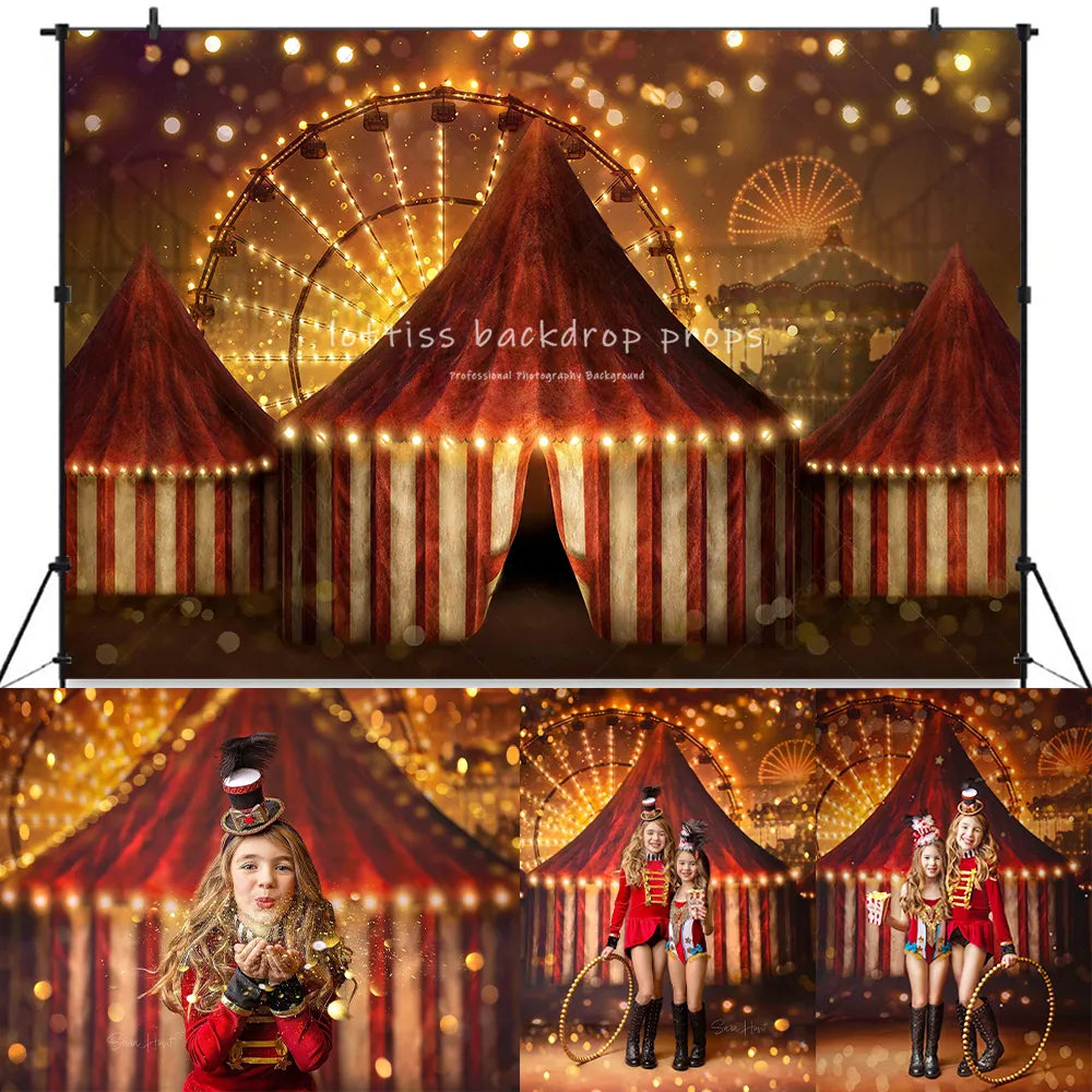 Evening Carnival Enchantment Backdrops Kids Photography Child Baby Birthday Photostudio Props Ferris Wheel Circus Background