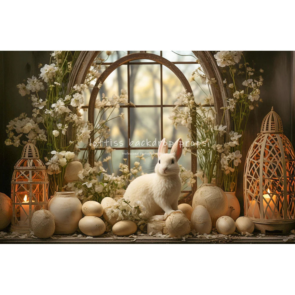 Easter Floral Bathroom With Bunny Backdrops Kids Baby Photography Child Adult Photocall Garden Flower Retro Wall Backgrounds