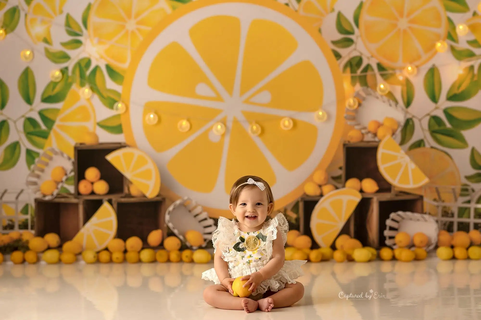 Lemon Squeezy Backdrop Kids Baby Cake Smash Photography Props Child Girls Adult 1st Birthday Photo Studio Backgrounds