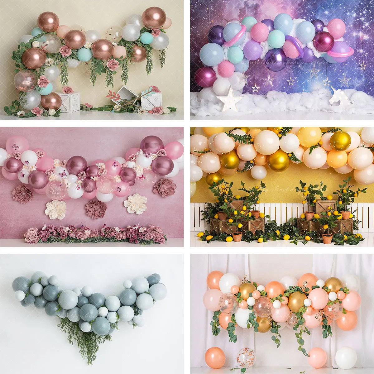 Spring Boho Balloons Backdrop Kids Cake Smash Photography Props Floral Garden Child Baby Birthday Photocall Studio Backgrounds